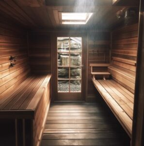 Moderne Sauna aus Holz